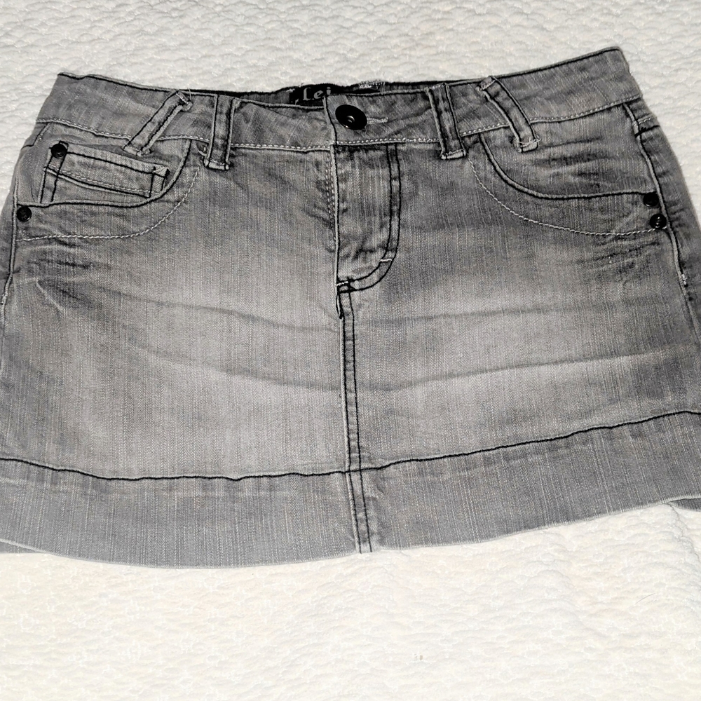Gray Denim Mini Skirt